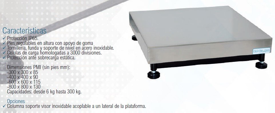 PLATAFORMA ACERO INOXIDABLE 60X60 30 KG
